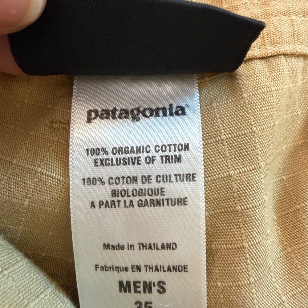 Patagonia Men's Organic Cotton cargo Pants Tan Size 35 - Picture 6 of 6
